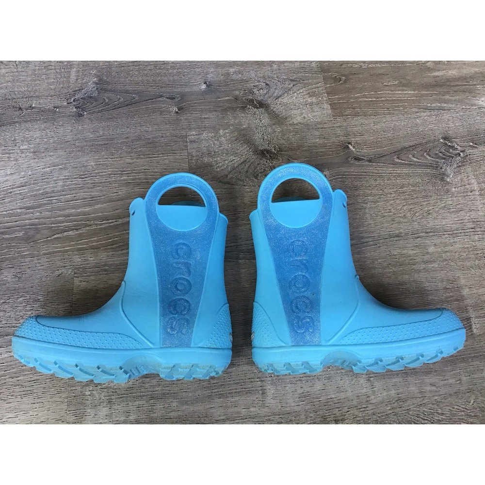 Crocs Youth Girls Handle It Size 3 J3 Rain Boots Blue Glitter 211272 - Picture 8 of 11